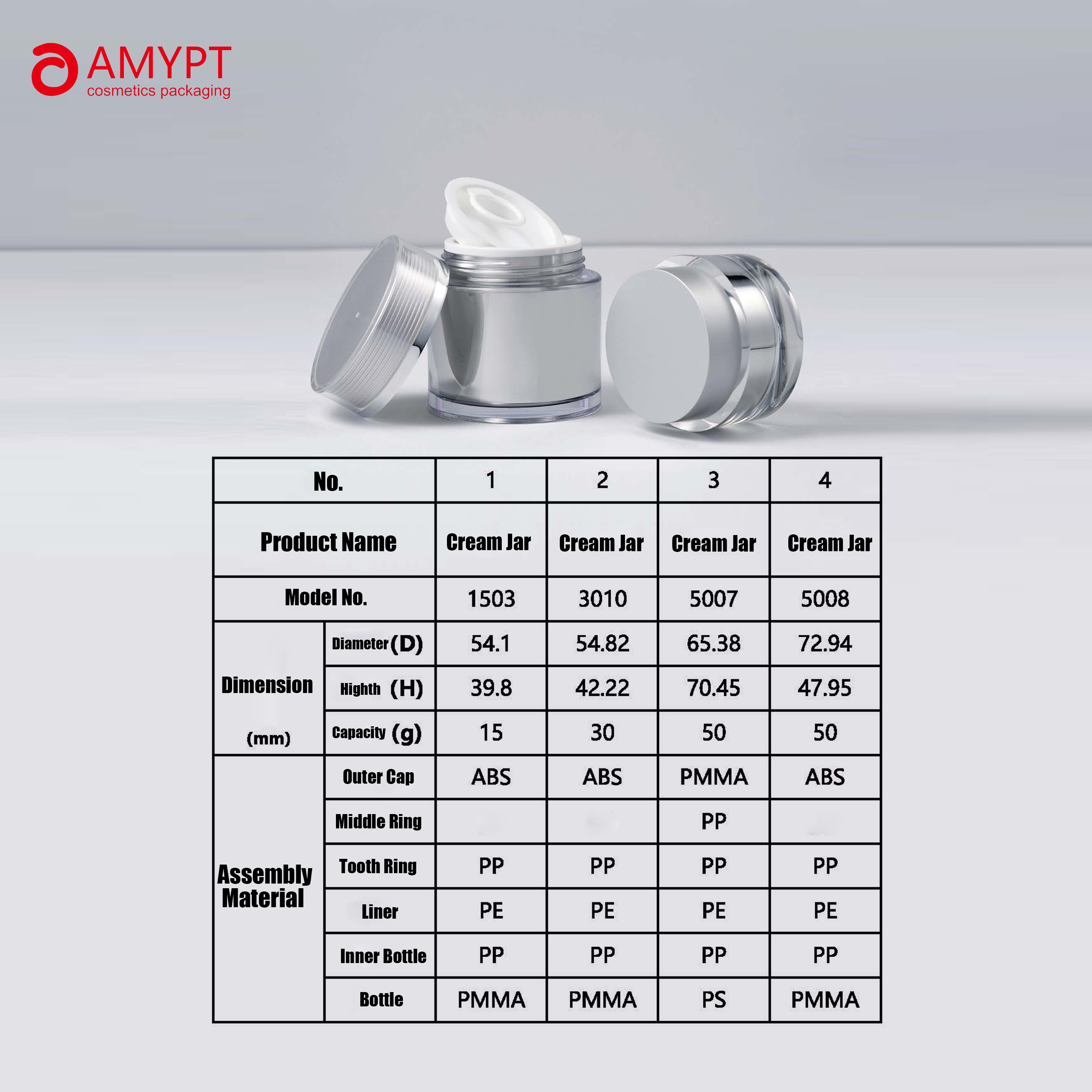 الجملة 40 ea 55ML جرة زجاج مستحضرات التجميل الفضية المعدنية